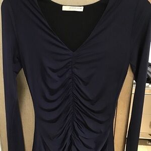 Lavender Brown scrunched Navy top